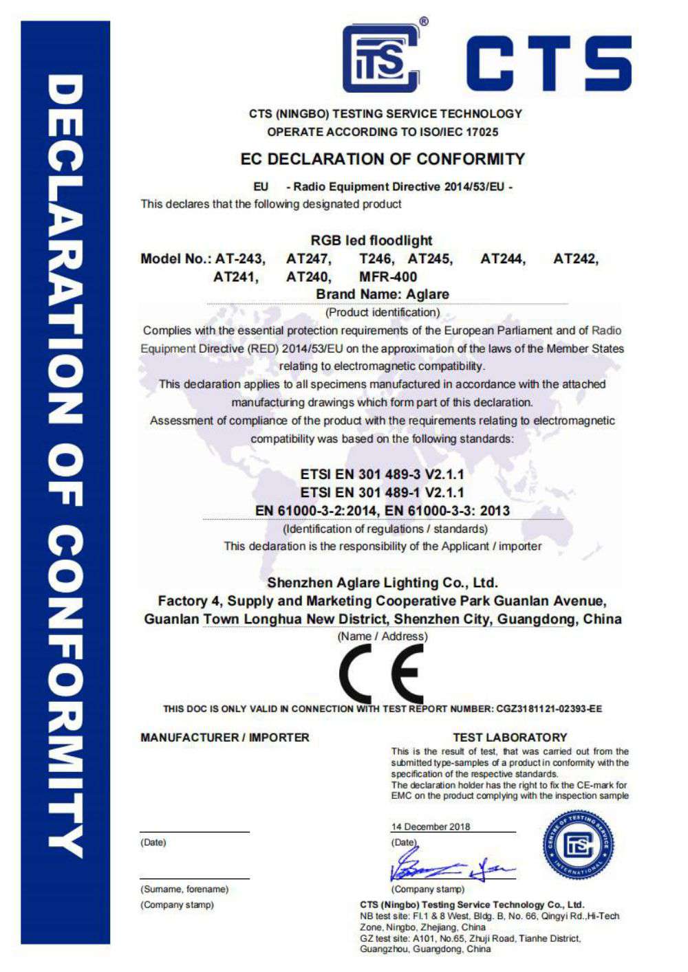 RGB LED floodlight-RF ��Remote Original certificate��-EE